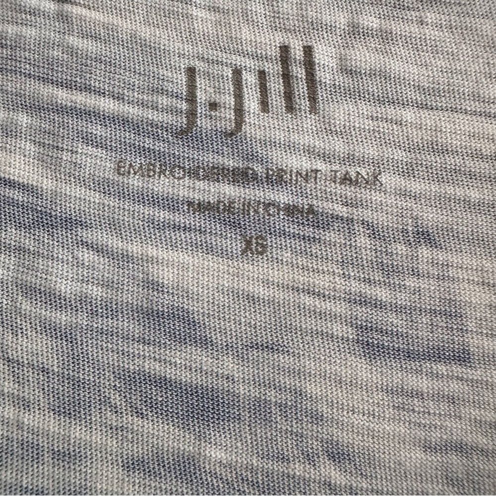 J Jill Embroidered Print Tank Blue Green White Tropical Slub Knit XS Extra Small - Picture 4 of 7